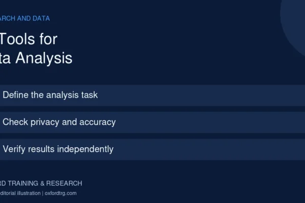 AI Tools for Data Analysis: Define the analysis task; Check privacy and accuracy; Verify results independently.