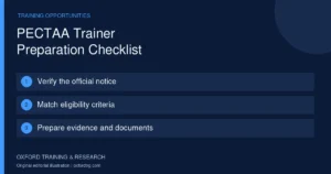 PECTAA Trainer Preparation Checklist: Verify the official notice; Match eligibility criteria; Prepare evidence and documents.