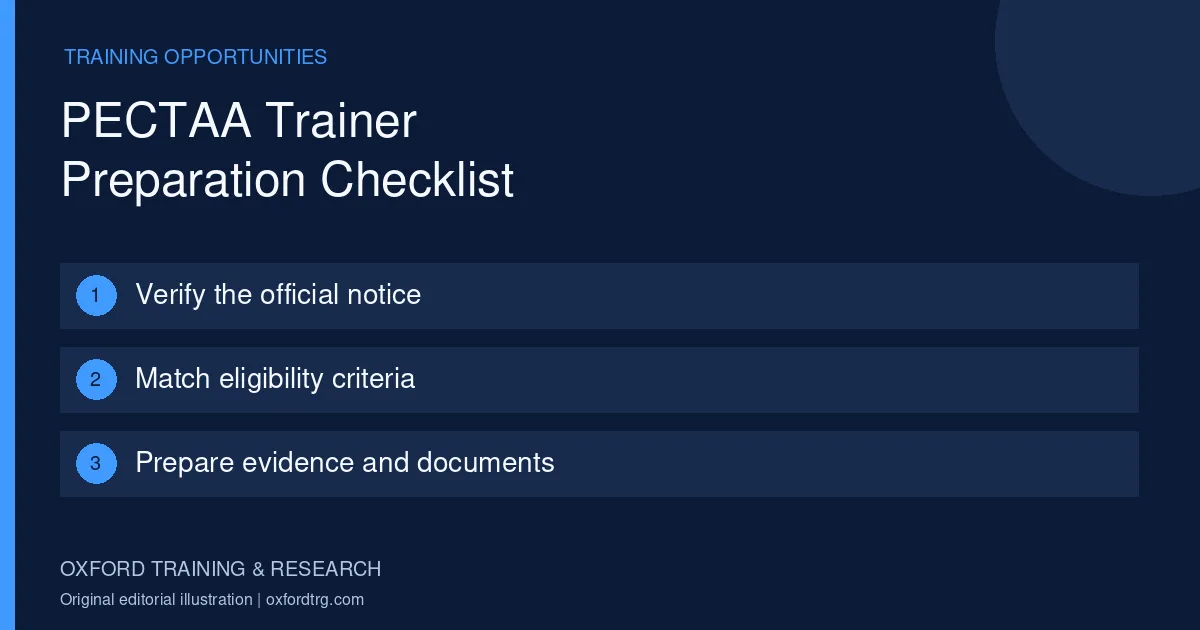 PECTAA Trainer Preparation Checklist: Verify the official notice; Match eligibility criteria; Prepare evidence and documents.